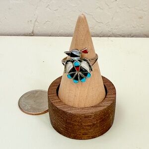 Vintage Sterling Silver Thunderbird Ring | Zuni Inlay Bird Design |